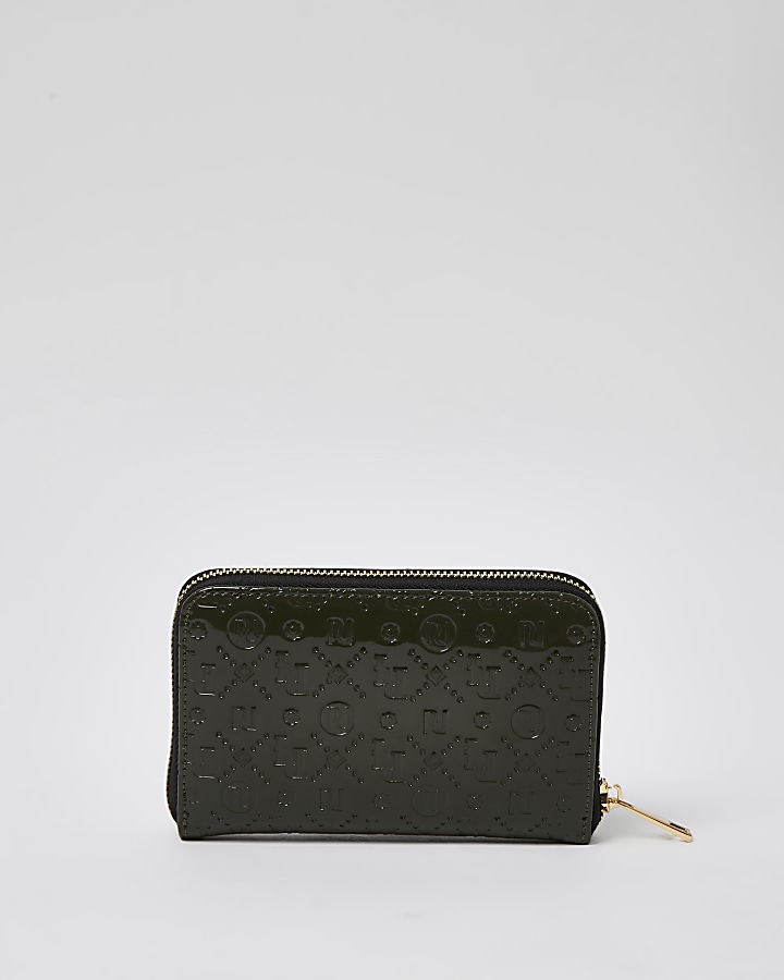 Khaki embossed triangle plated purse