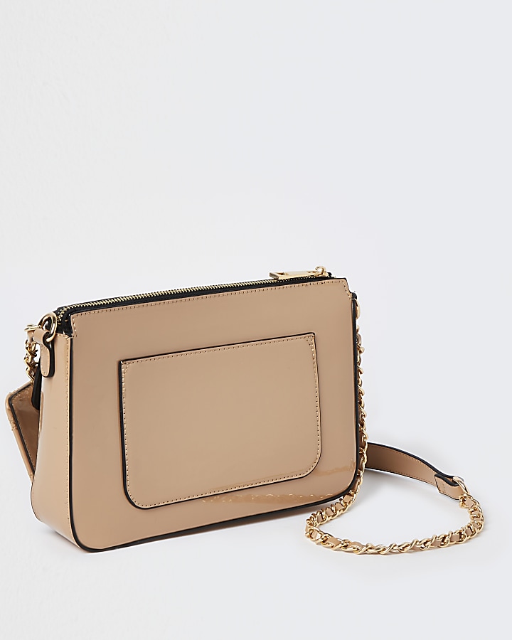 Beige quilted cross body bag
