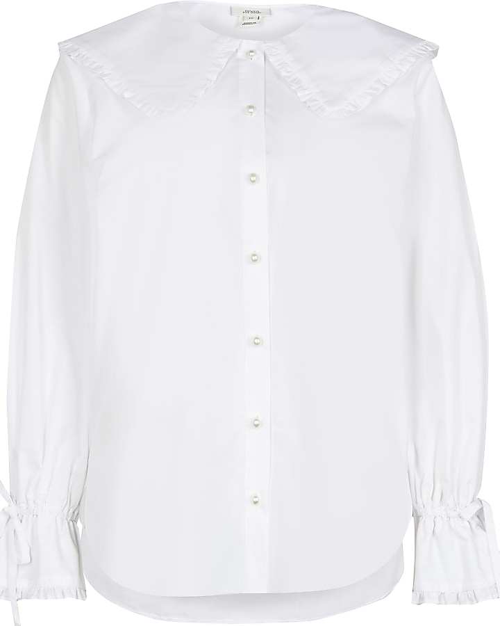 White long sleeve collar shirt