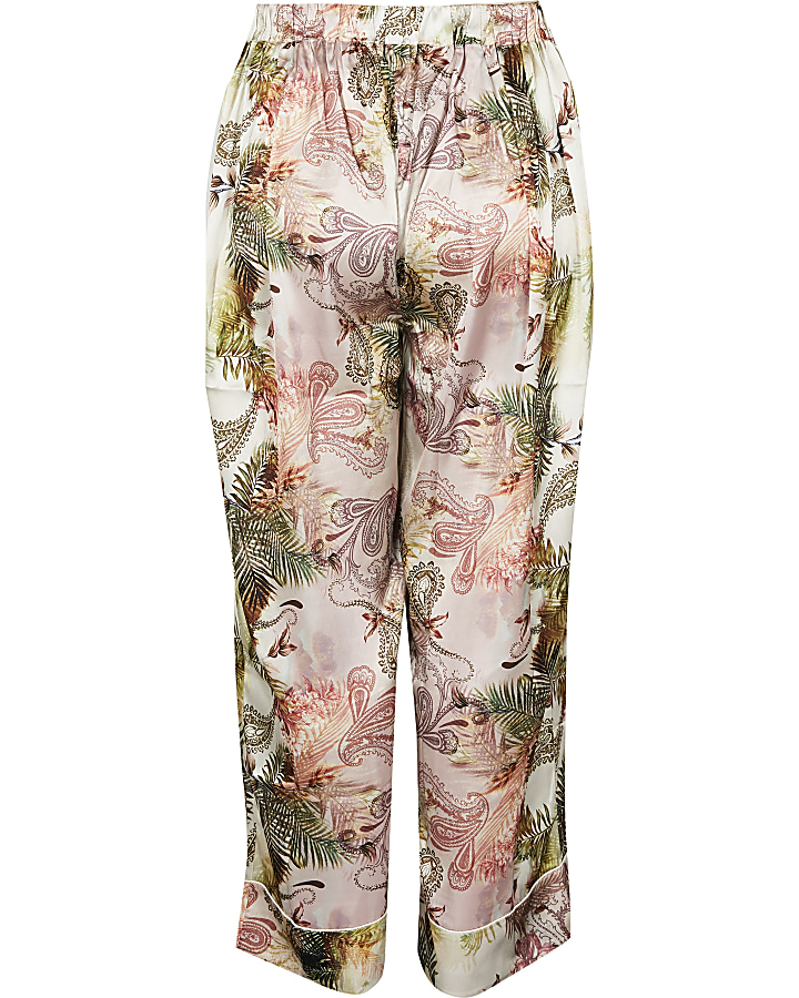 Plus pink floral printed pyjama trousers