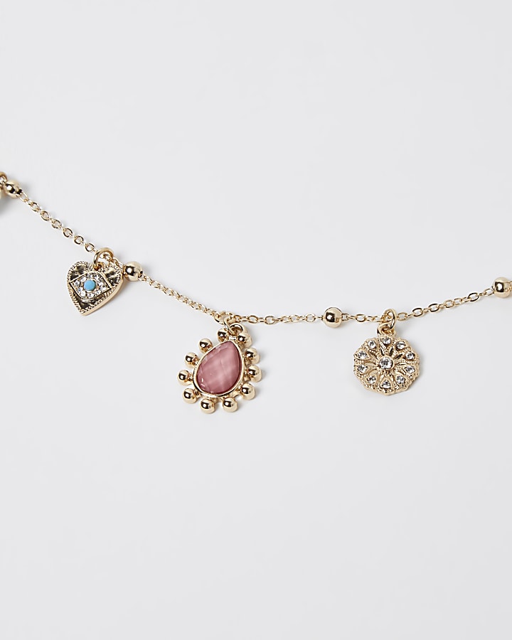 Pink charm necklace