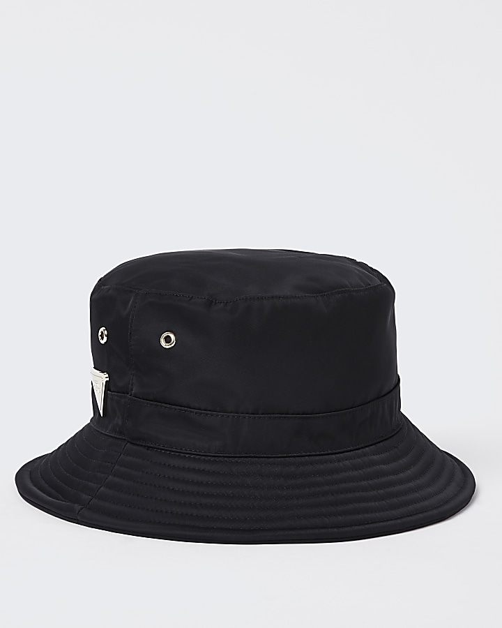 Black nylon RI bucket hat