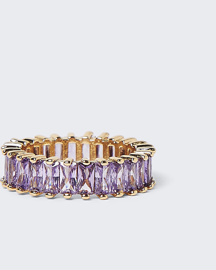 Purple stone baguette ring