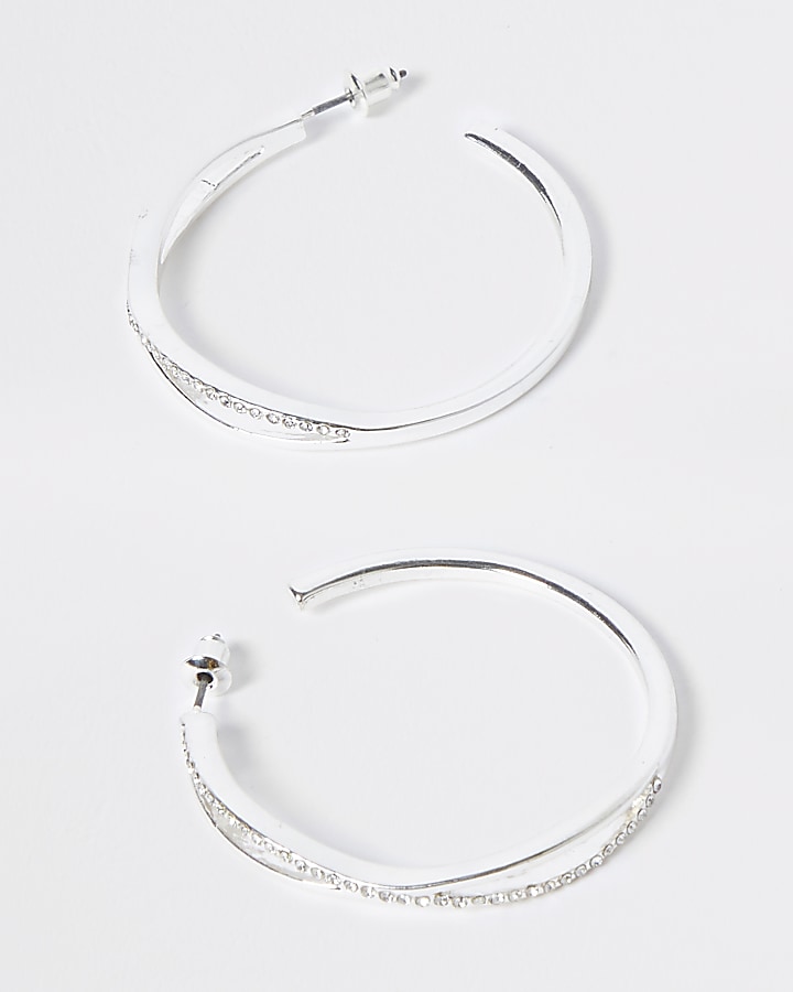 Silver crossover hoops