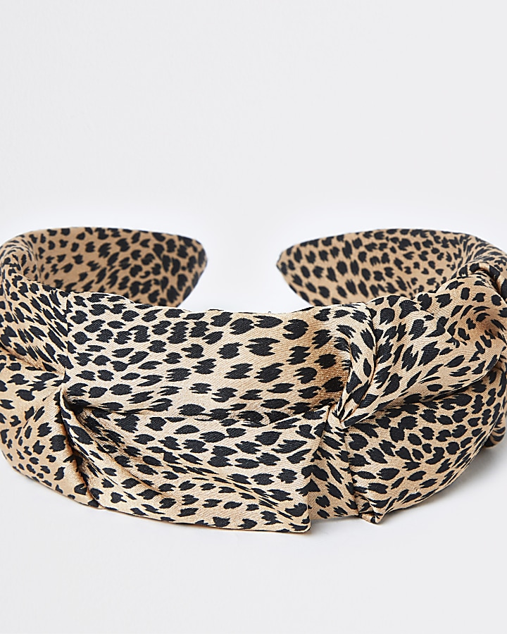 Brown leopard ruffle headband