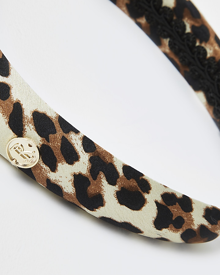 Brown leopard print headband