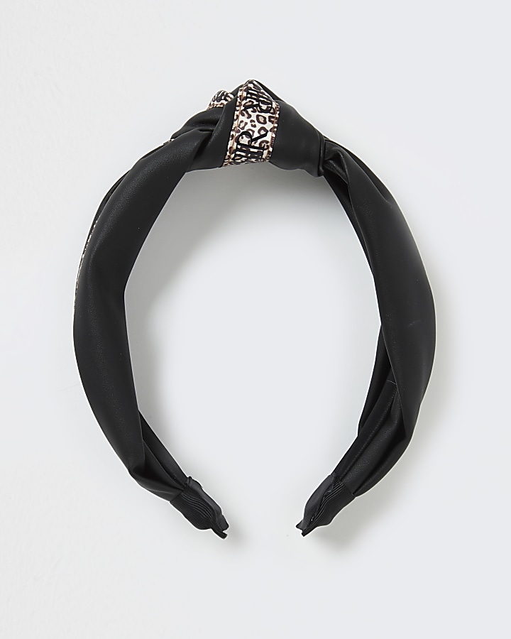 Black leopard print headband