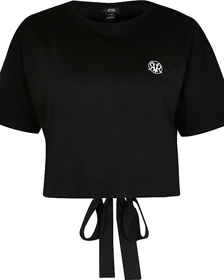 Black 'RVR' open tie back t-shirt