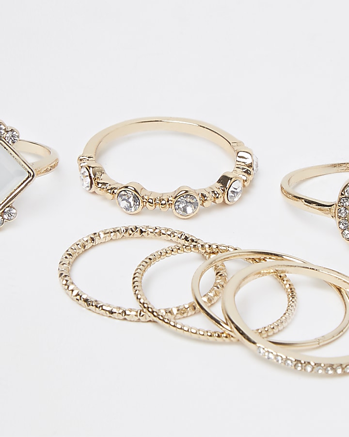 Gold stacking rings pack of 6