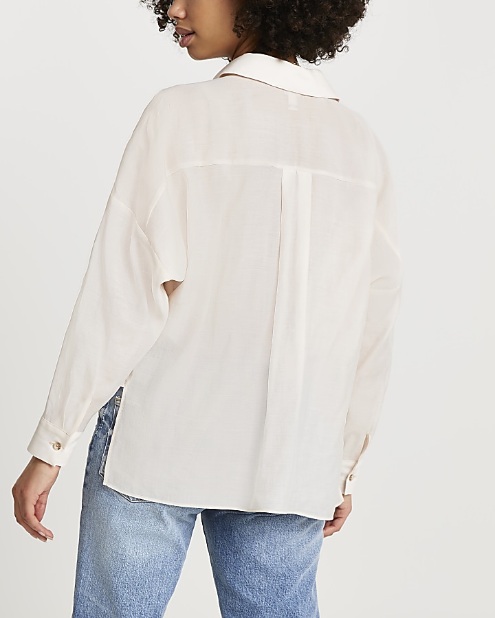 White knot front long sleeve shirt