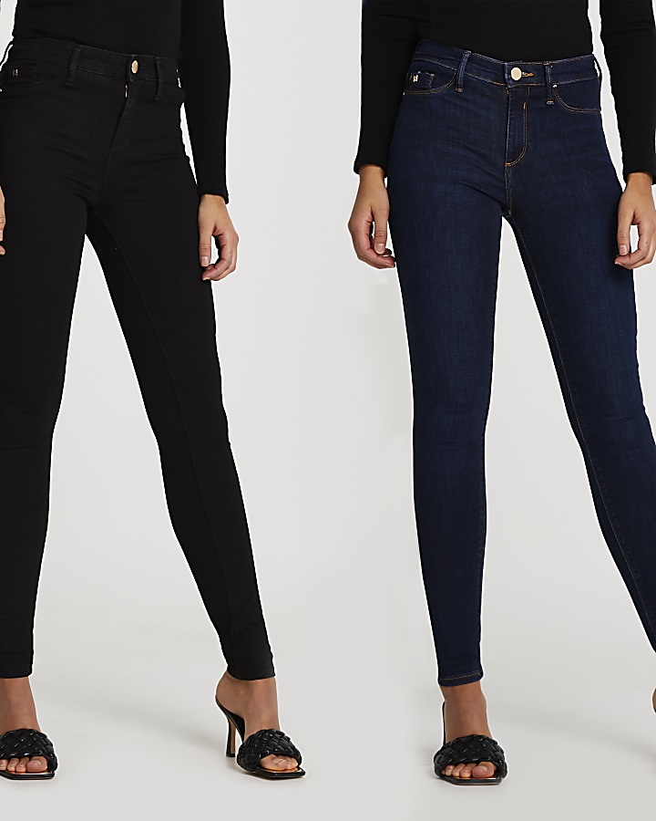 Black and Blue Molly skinny jeans multipack