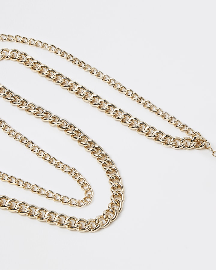 Gold curb belly chain