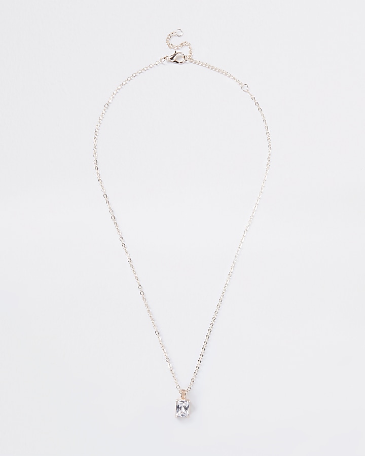 Rose Gold Square Stone Ditsy Necklace
