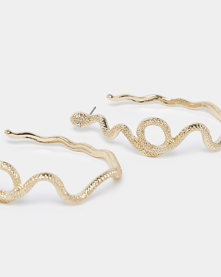 Gold snake wrapped hoop earrings