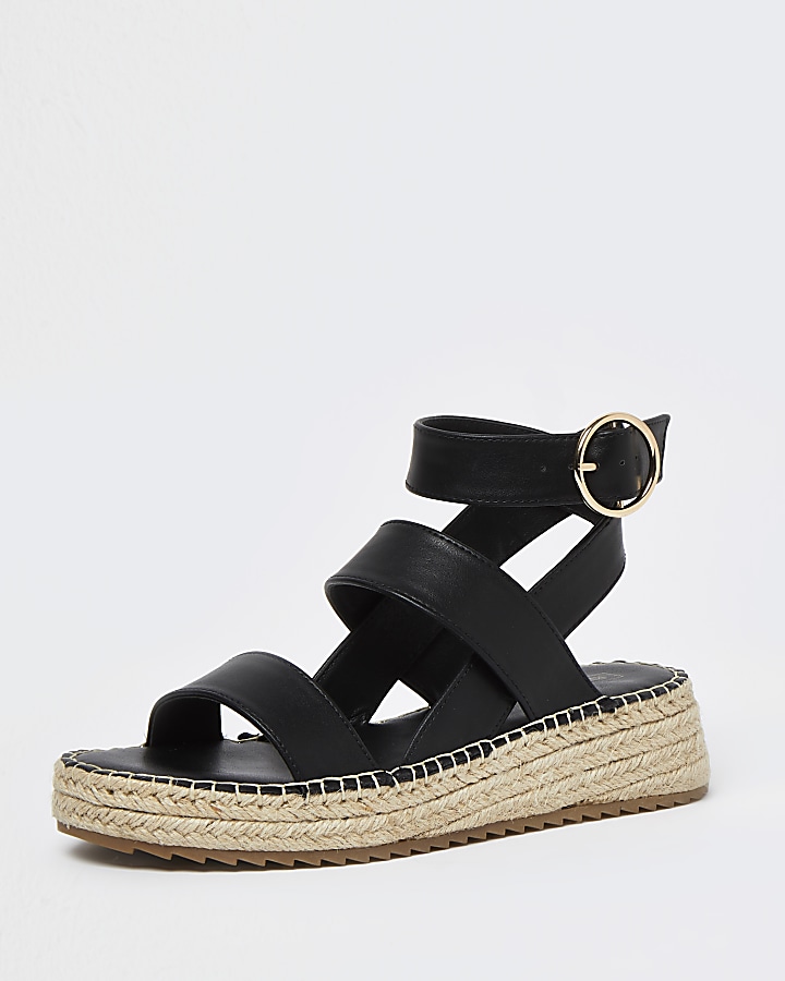 Black chunky wedge sandals