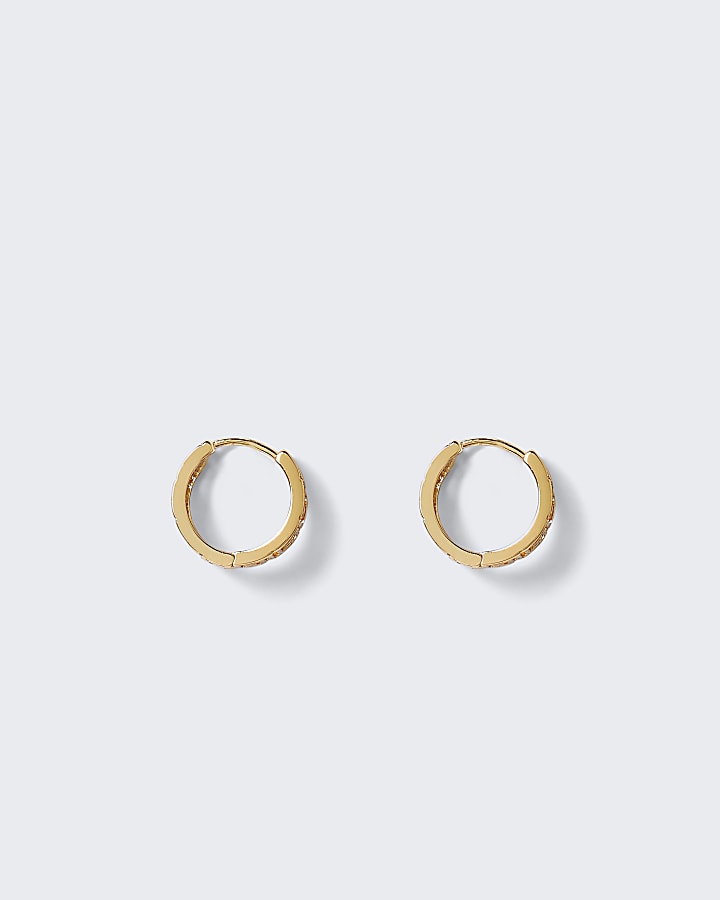 Gold colour engraved hoop earrings