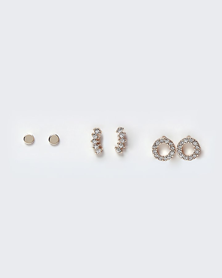 Rose Gold Pave Stud Earring Multipack