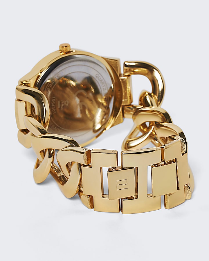 Gold chain link watch