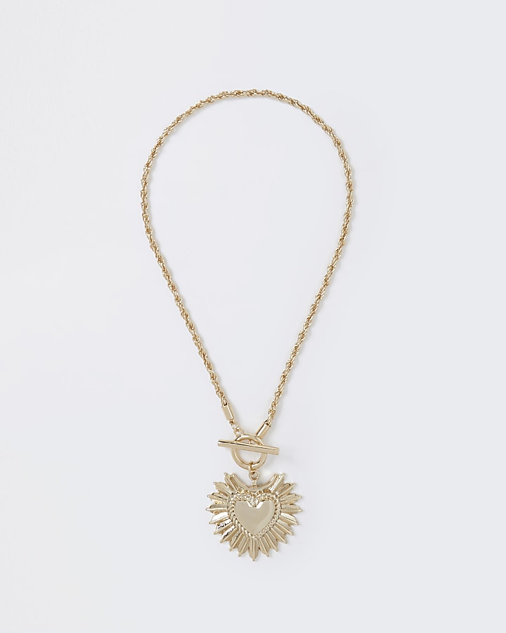 Gold colour heart pendant necklace