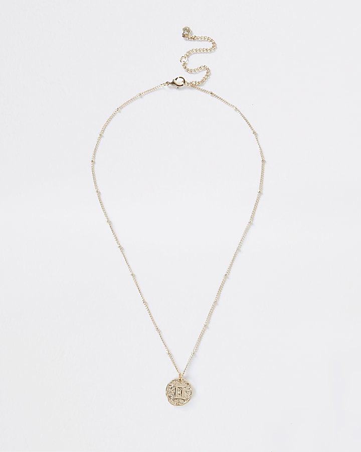 Gold Gemini horoscope coin necklace