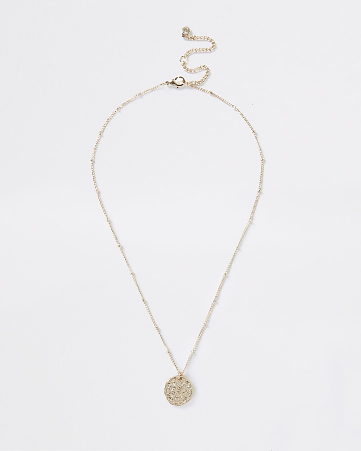 Gold colour Pisces horoscope coin necklace