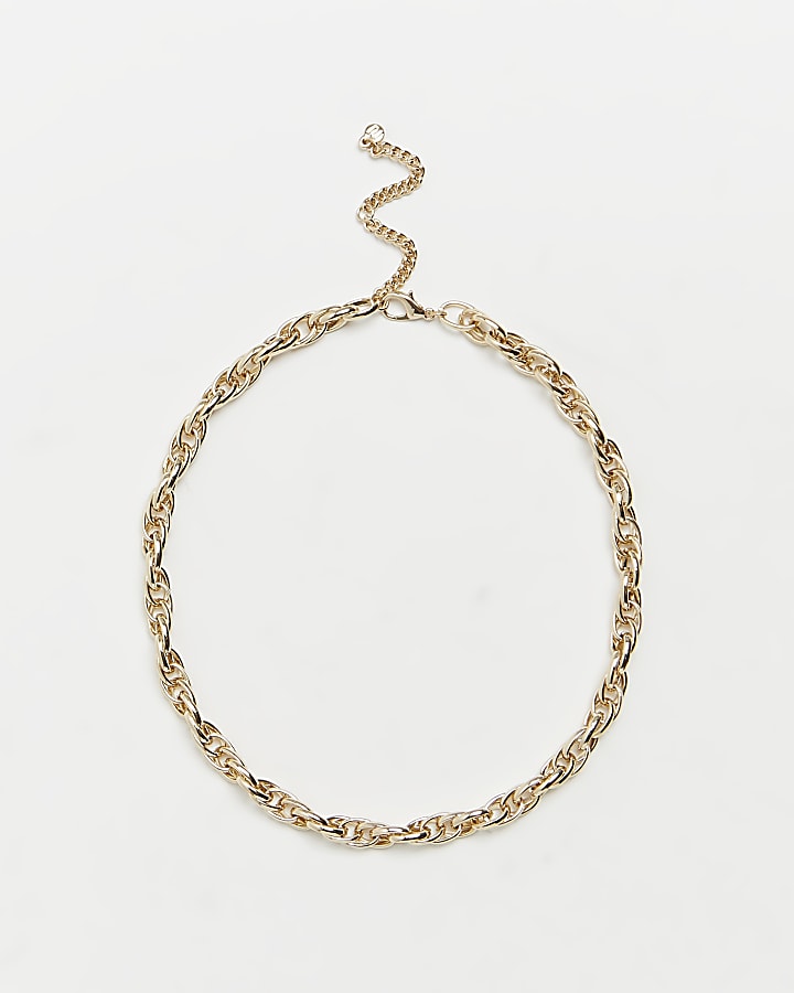 Gold colour chunky link chain necklace