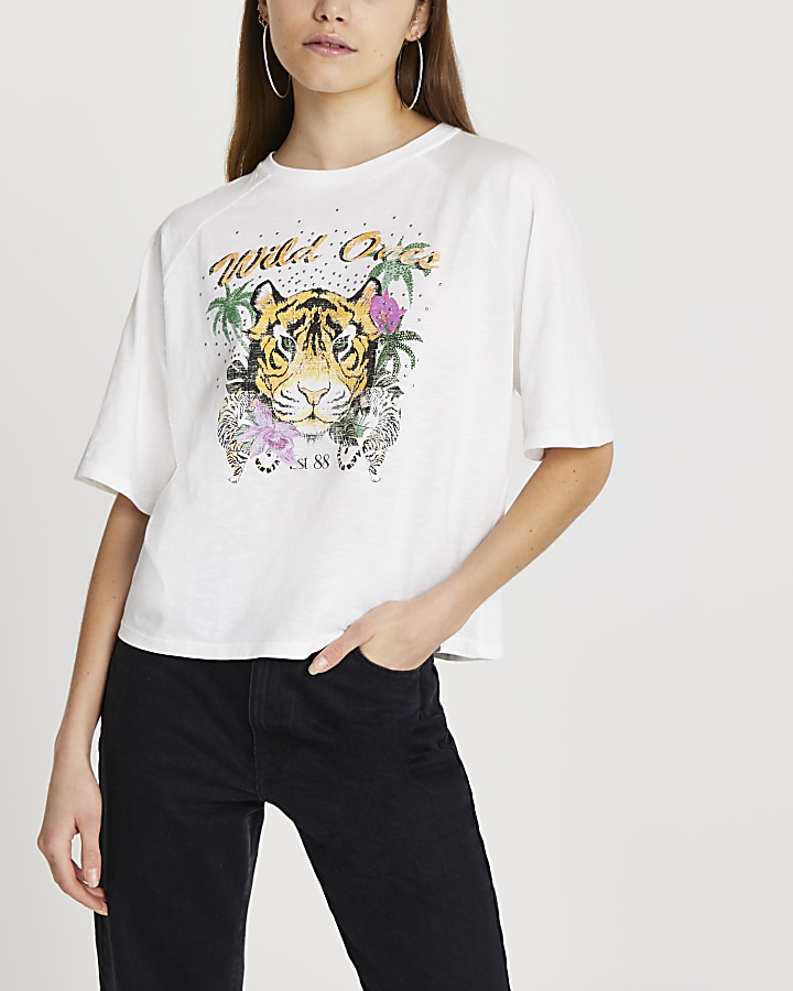 Cream 'Wild Ones' tiger boxy t-shirt