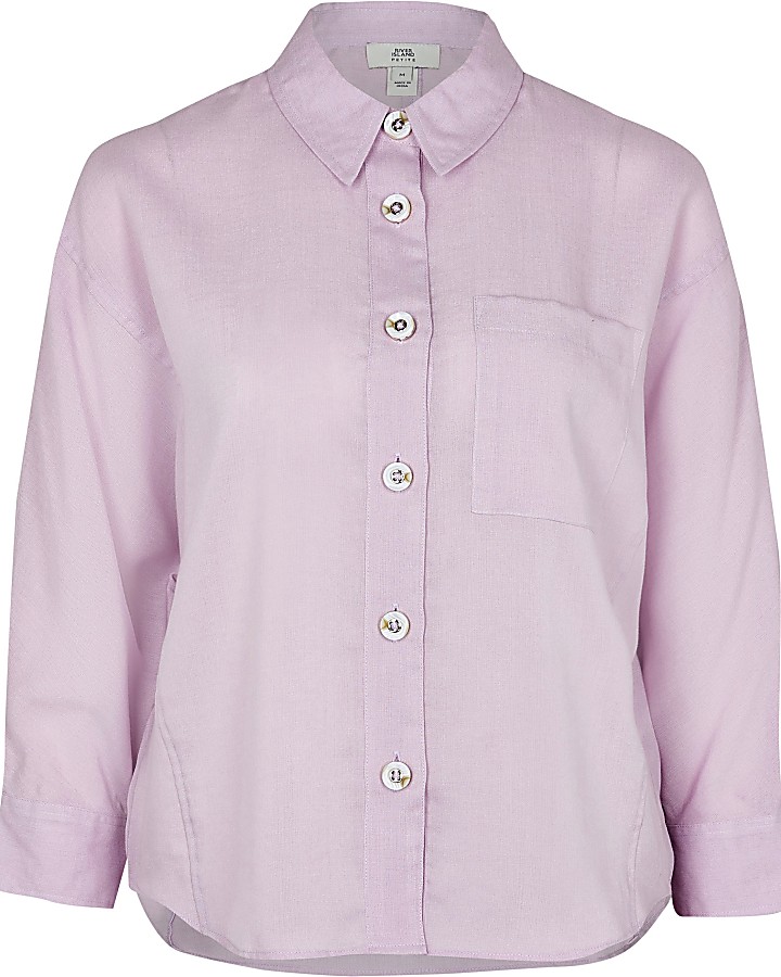Petite purple oversized long sleeve shirt