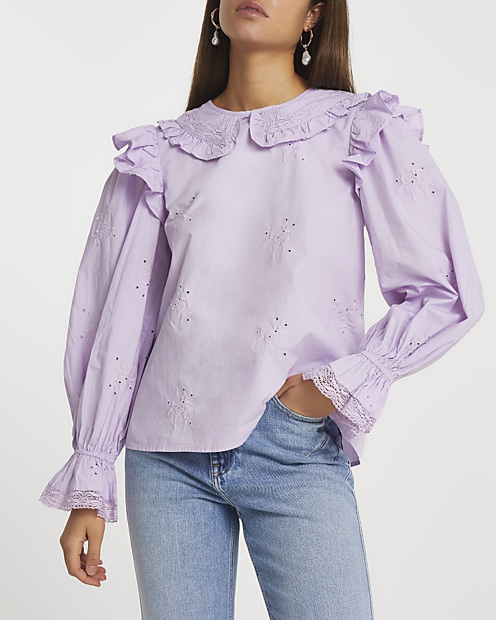 Purple collared blouse
