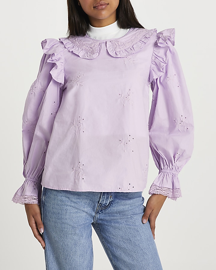 Purple collared blouse