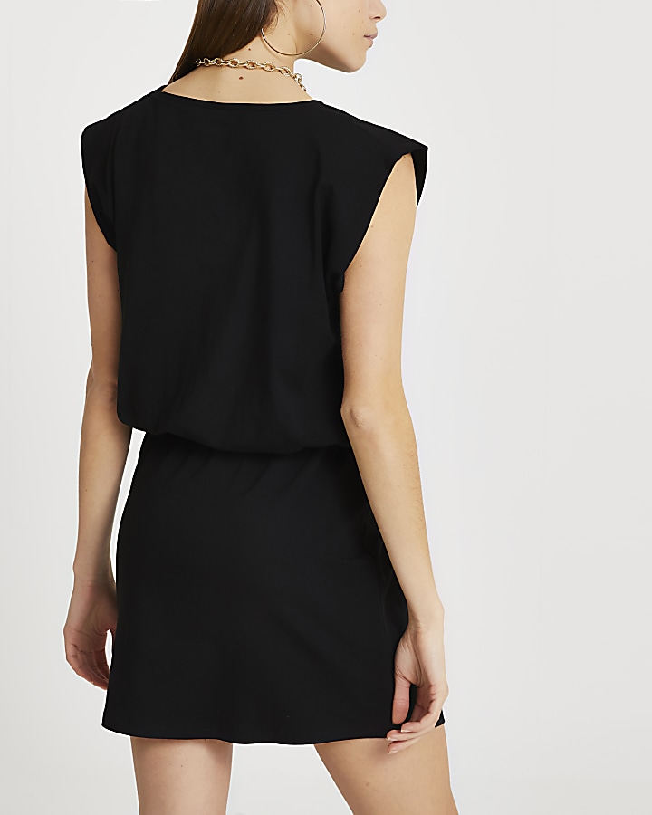 Black sleeveless mini t-shirt dress