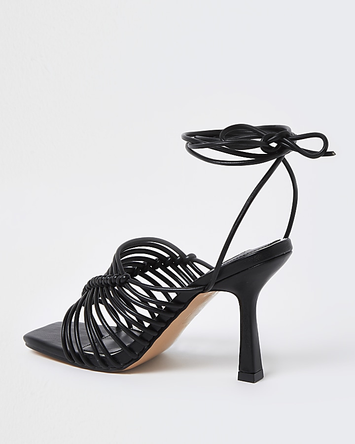 Black wide fit spaghetti strap sandal