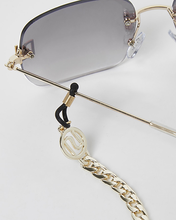 Silver 90s rimless rectangle sunglasses