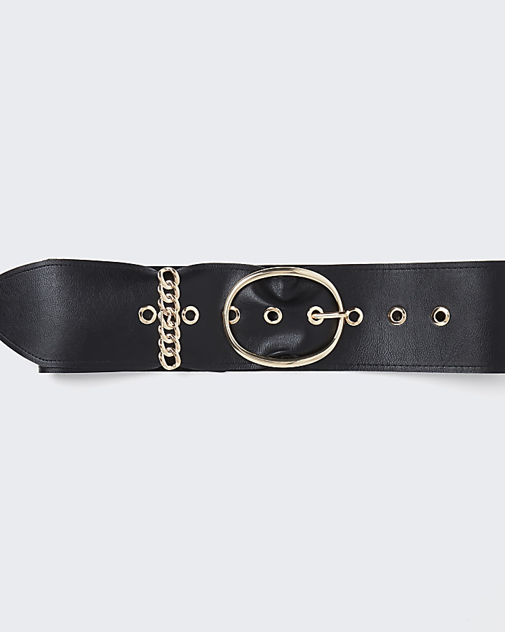 Black gold chain waist belt