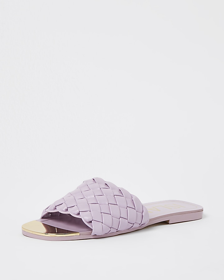 Purple woven flat sandals