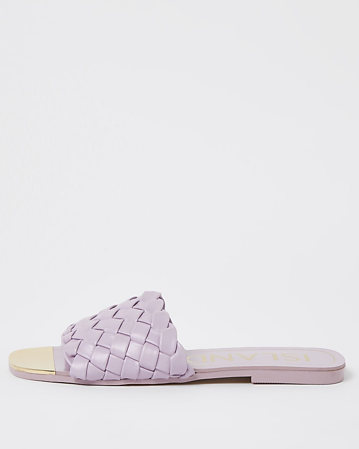 Purple woven flat sandals
