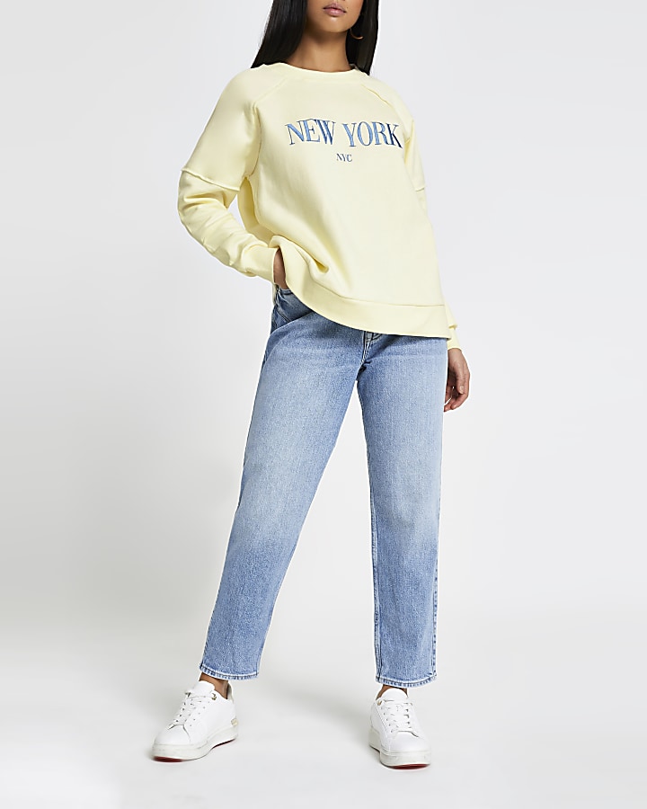 Petite yellow 'New York' sweatshirt