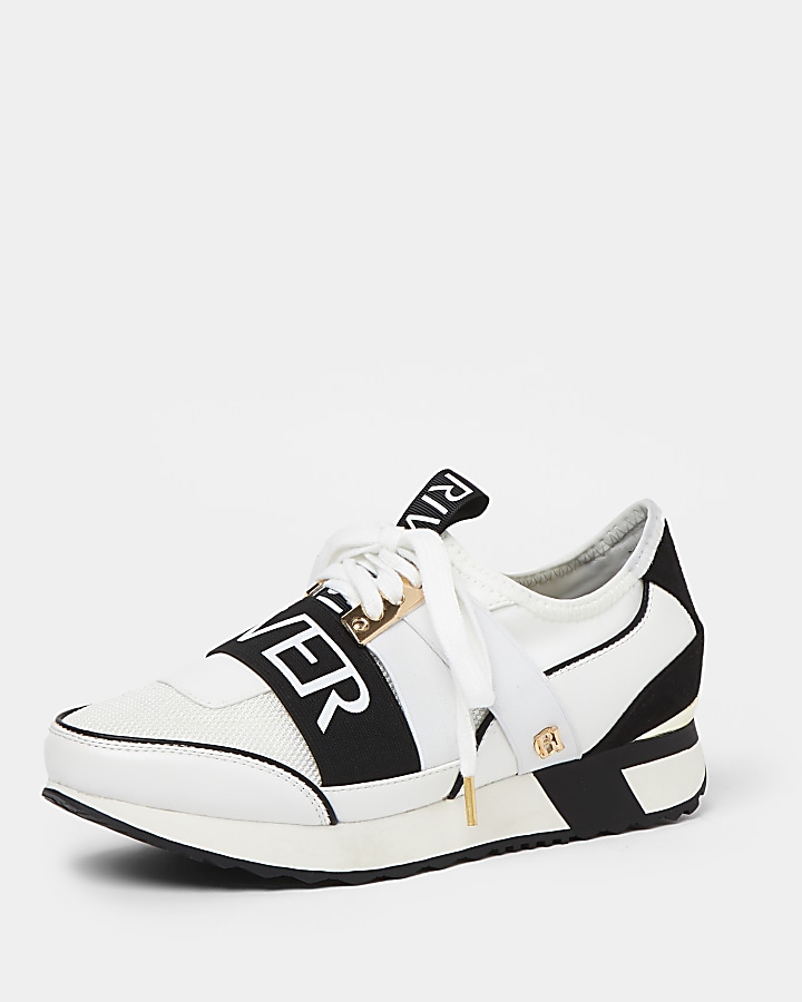 White pull on runner trainers