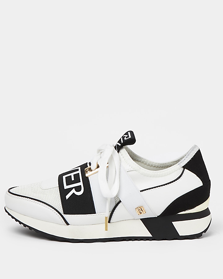 White pull on runner trainers