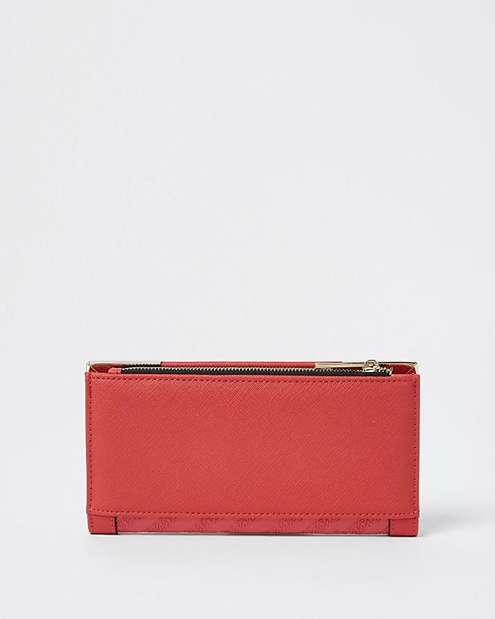 Red RI embossed zip around purse