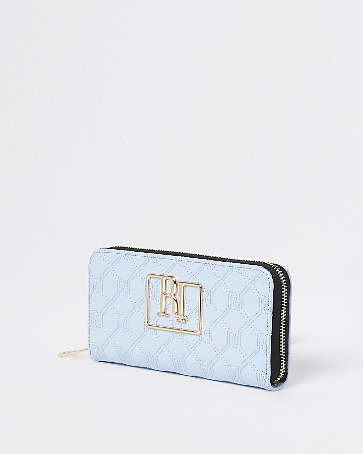 Blue RI stitch embossed purse