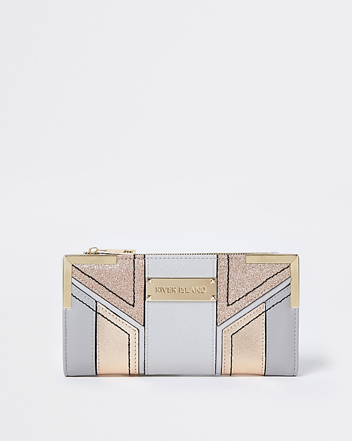 Grey glitter cut out purse
