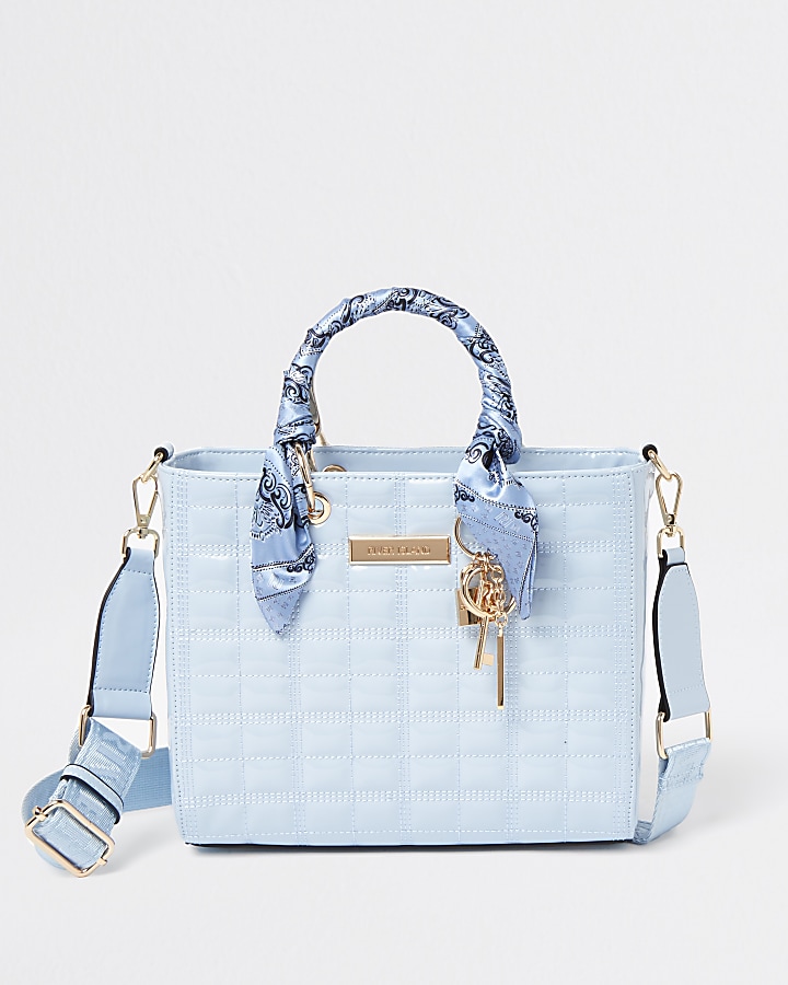 Blue RI boxy quilted tote bag
