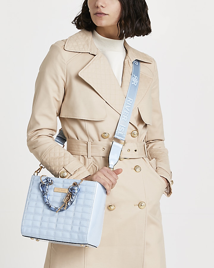 Blue RI boxy quilted tote bag