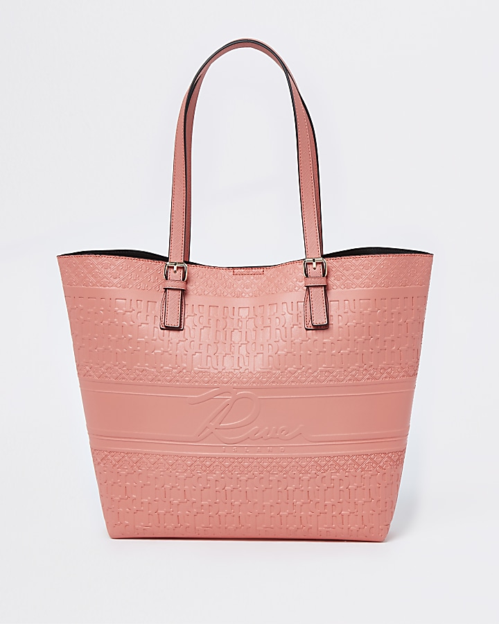 Coral embossed shopper bag