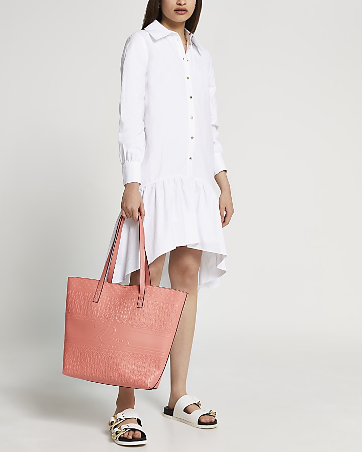 Coral embossed shopper bag