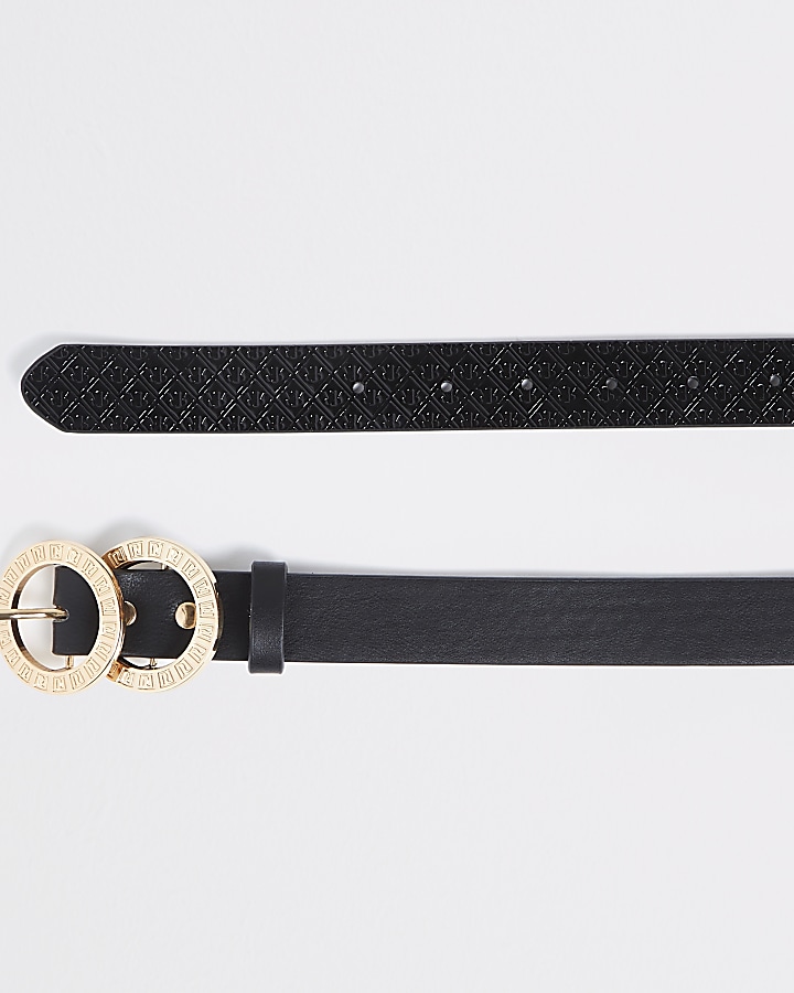 Black RI double ring buckle belt