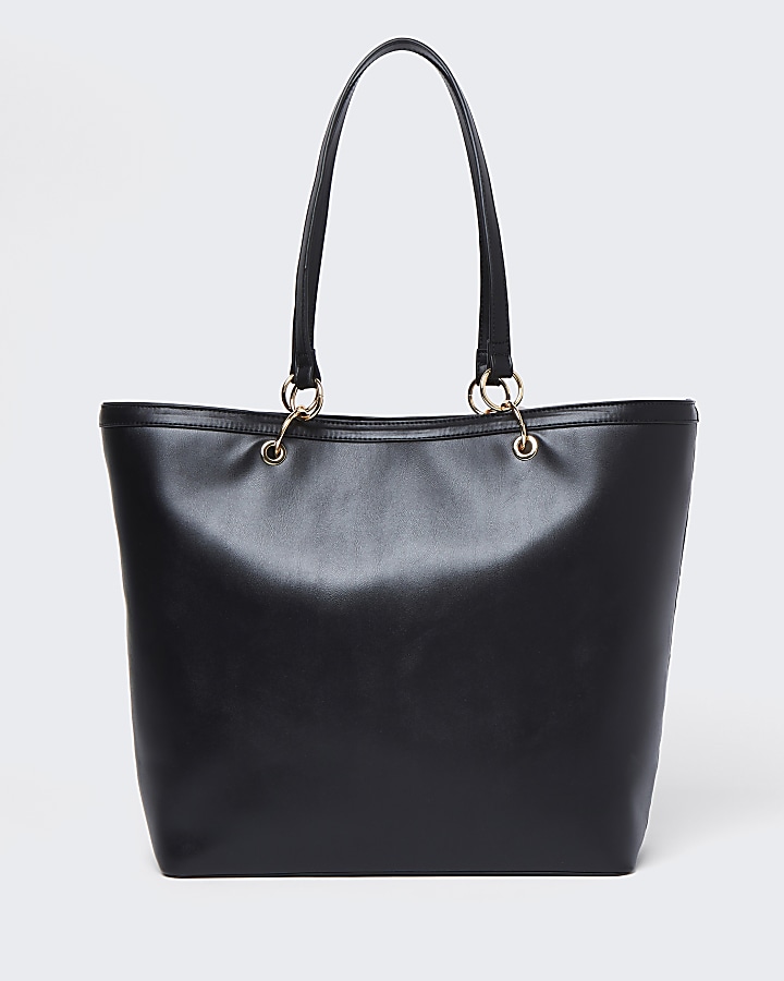 Black woven gold chain shopper bag