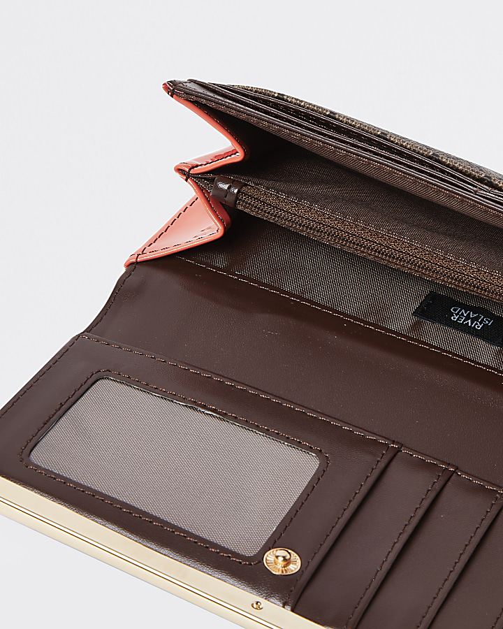 Brown monogram clip top purse