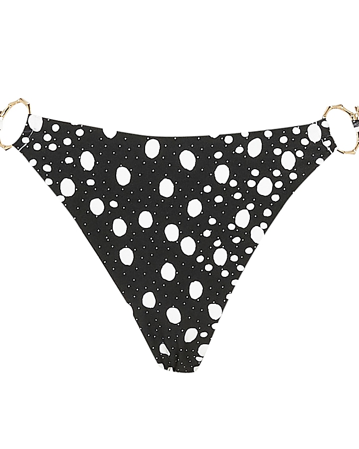 Black polka dot bikini bottoms